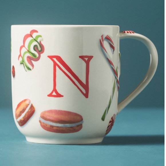 Anthropologie Other - Holifaye stoneware ceramic mug * Christmas monogram N letter N